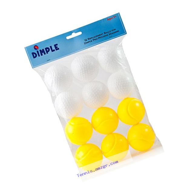 Dimple Power-Pro Kids White Plastic Pitching Machine Balls (12 balls/pack)