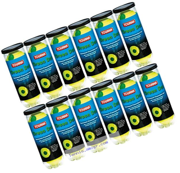 Tourna 12 Pack Pressurized Green Dot Tennis Balls in a Pressurized Can